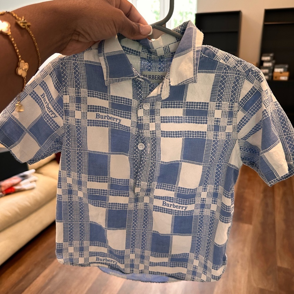 Burberry Kids Blue Checkered Shirt
